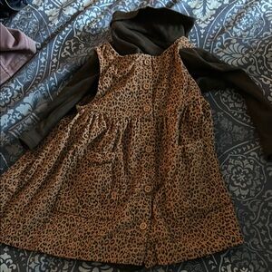 Leopard Print Button-Up dress and matching onesie